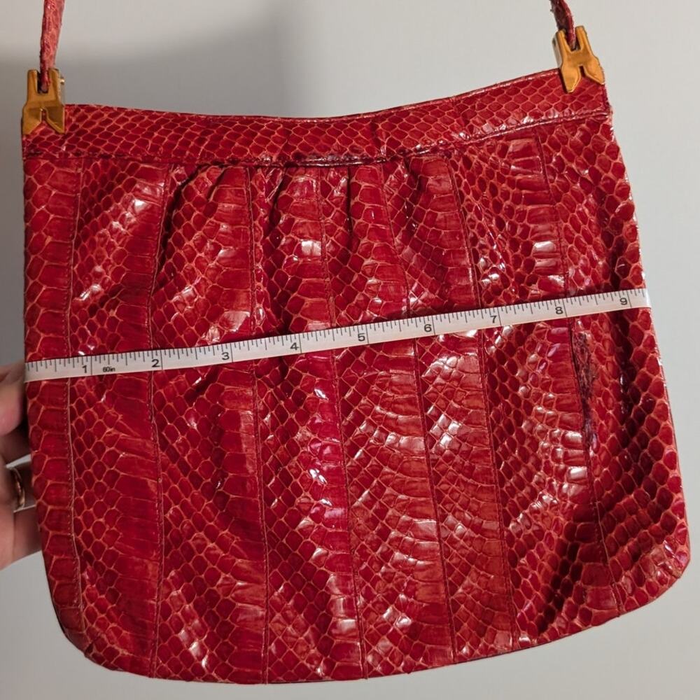 Morris Moskowitz Vintage | Genuine Reptile Crossbody Bag | Red - Picture 14 of 15